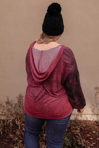 Ave Shops Tops A Cozy Hooded Top in Blackberry