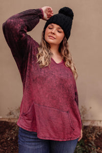 Ave Shops Tops A Cozy Hooded Top in Blackberry