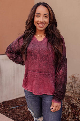 Ave Shops Tops A Cozy Hooded Top in Blackberry