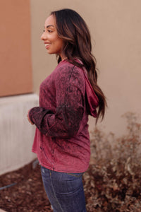 Ave Shops Tops A Cozy Hooded Top in Blackberry