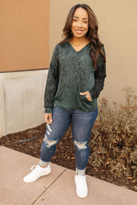 Ave Shops Tops A Cozy Hooded Top in Hunter Green