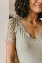 Ave Shops Tops A Little Bit of Lace Top In Sage