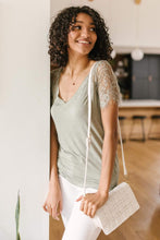 Ave Shops Tops A Little Bit of Lace Top In Sage