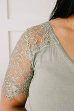 Ave Shops Tops A Little Bit of Lace Top In Sage