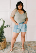 Ave Shops Tops A Little Bit of Lace Top In Sage