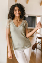 Ave Shops Tops A Little Bit of Lace Top In Sage