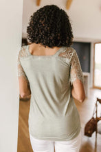 Ave Shops Tops A Little Bit of Lace Top In Sage