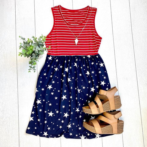 06.17 Arrival Stars and Stipes Tank Dress COMING SOON-dress-Tara Lynn's Boutique